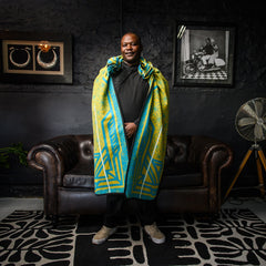 Young Basotho Designers - Litema | Peacock/Gold/Natural