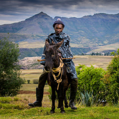 Woollen Basotho - Motlatsi - Khosana | Black/Cobalt/Natural