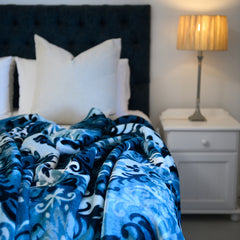 Mink Blanket - Silk Road | Teal/Eggshell