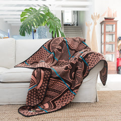 Woollen Basotho - Kharetsa - Aloe | Brown/Salmon/Peacock