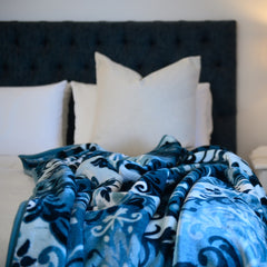 Mink Blanket - Silk Road | Teal/Eggshell