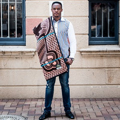 Woollen Basotho - Kharetsa - Aloe | Brown/Salmon/Peacock
