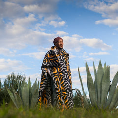 Woollen Basotho - Victoria England - Flame | Black/Light Grey/Yolk