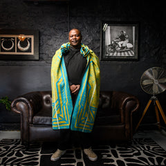 Young Basotho Designers - Litema | Peacock/Gold/Natural