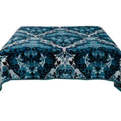 Mink Blanket - Silk Road | Teal/Eggshell