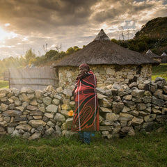 Woollen Basotho - Seanamarena - Poone | Black/Scarlet/Natural