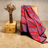 Woollen Basotho - Kharetsa - Aloe | Scarlet/Cobalt/Black