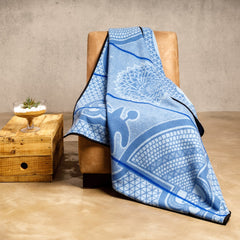 Woollen Basotho - Kharetsa - Aloe | Cobalt/Light Powder/Royal