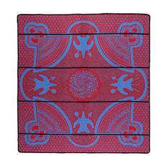 Woollen Basotho - Kharetsa - Aloe | Scarlet/Cobalt/Black