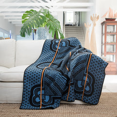 Woollen Basotho - Kharetsa - Aloe | Black/Cobalt/Yolk.