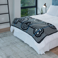 Woollen Basotho - Kharetsa - Aloe | Black/Natural/Cobalt