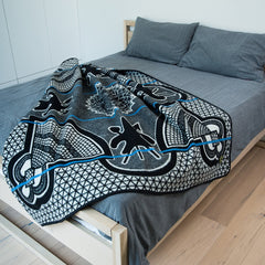 Woollen Basotho - Kharetsa - Aloe | Black/Natural/Cobalt