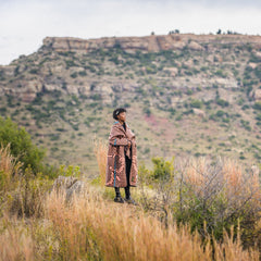 Woollen Basotho - Motlatsi - Khosana | Brown/Salmon/Peacock