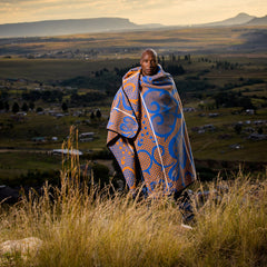 Woollen Basotho - Seanamarena - Chromatic | Cobalt/Yolk/Natural