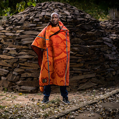 Woollen Basotho - Seanamarena - Chromatic | Scarlet/Yolk/Peacock