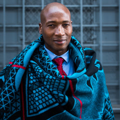 Woollen Basotho - Kharetsa - Aloe | Black/Peacock/Scarlet