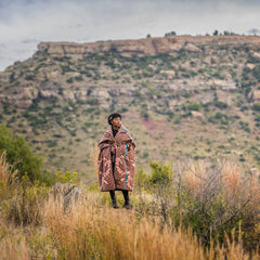 Woollen Basotho - Motlatsi - Khosana | Brown/Salmon/Peacock