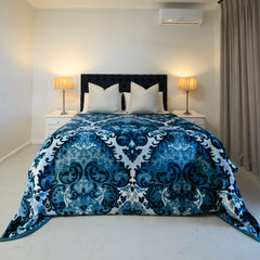 Mink Blanket - Silk Road | Teal/Eggshell
