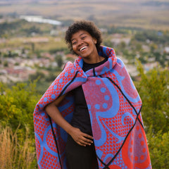 Woollen Basotho - Seanamarena - Chromatic | Scarlet/Cobalt/Black