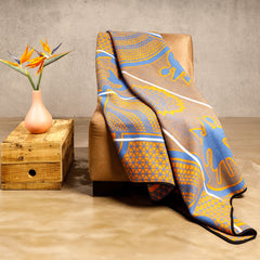 Woollen Basotho - Kharetsa - Aloe | Cobalt/Yolk/Natural