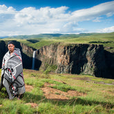 Woollen Basotho - Kharetsa - Aloe | Black/Nat/Scarlet