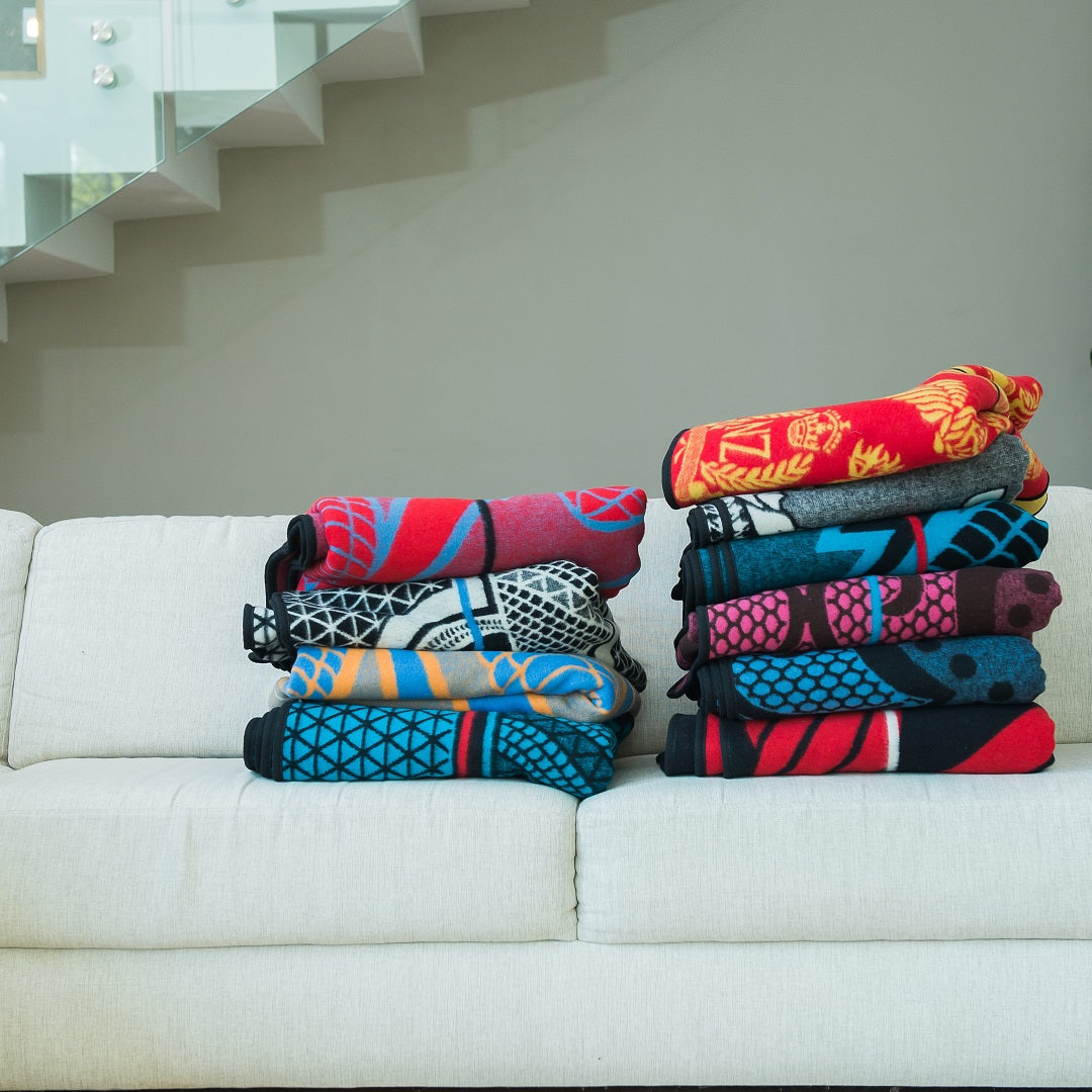 Woollen Basotho - Kharetsa - Aloe | Black/Peacock/Scarlet