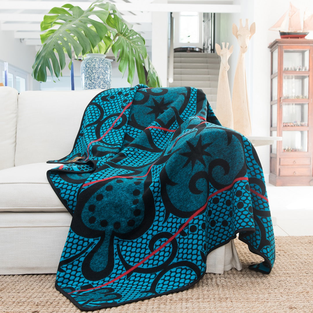 Woollen Basotho - Seanamarena - Chromatic | Black/Peacock/Scarlet