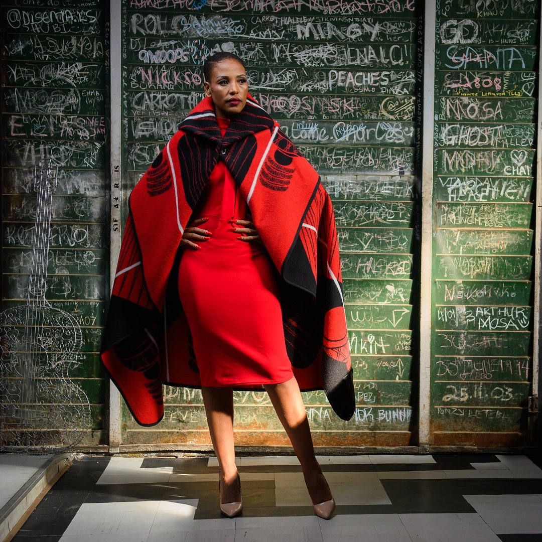 Young Basotho Designers - Ngoale | Black/Scarlet/Natural