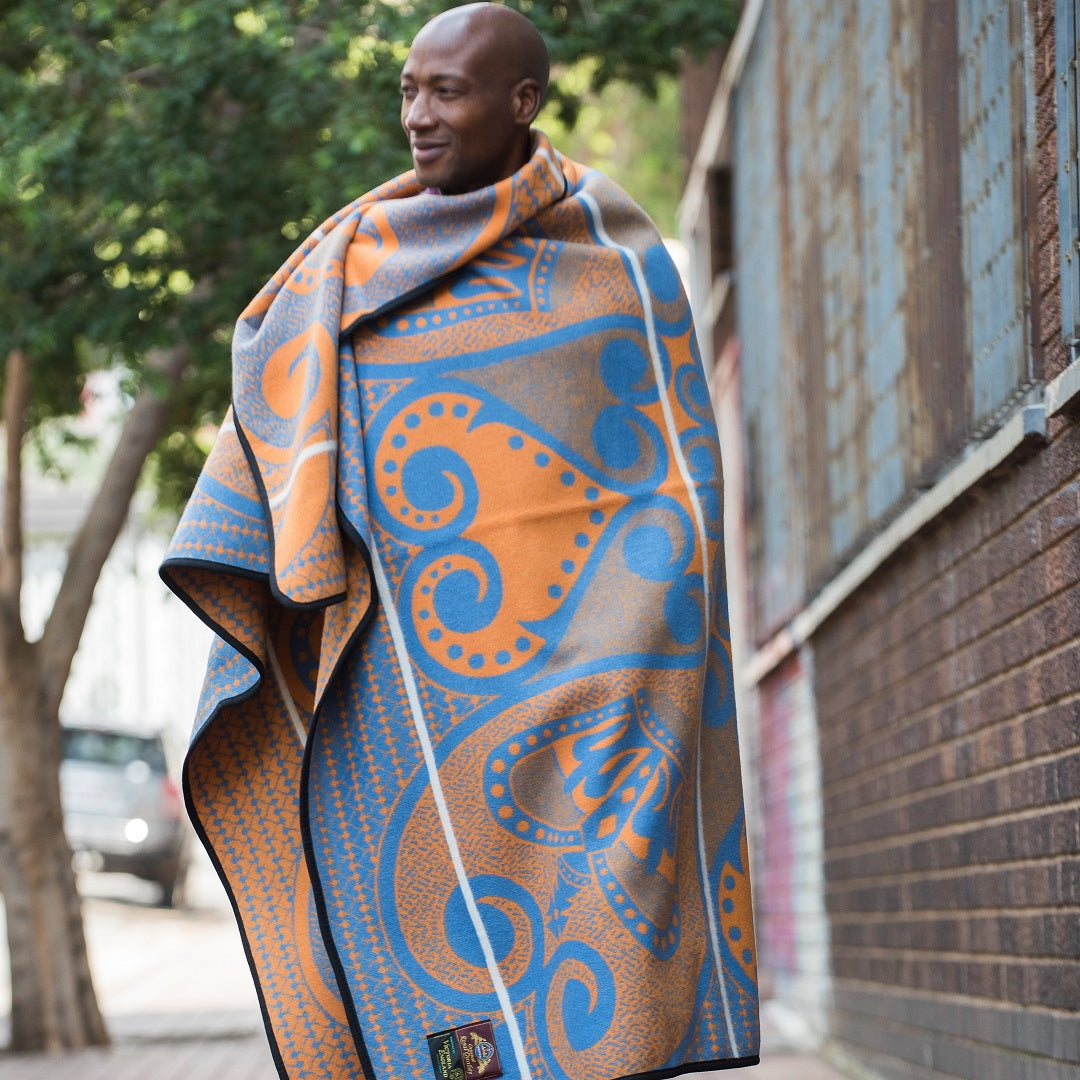 Woollen Basotho - Victoria England - Pelo Ea Morena | Cobalt/Yolk/Natural