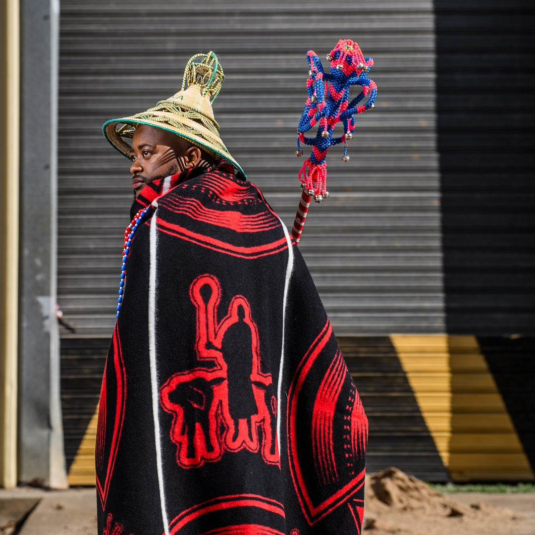Young Basotho Designers - Leisa | Black/Scarlet/Natural