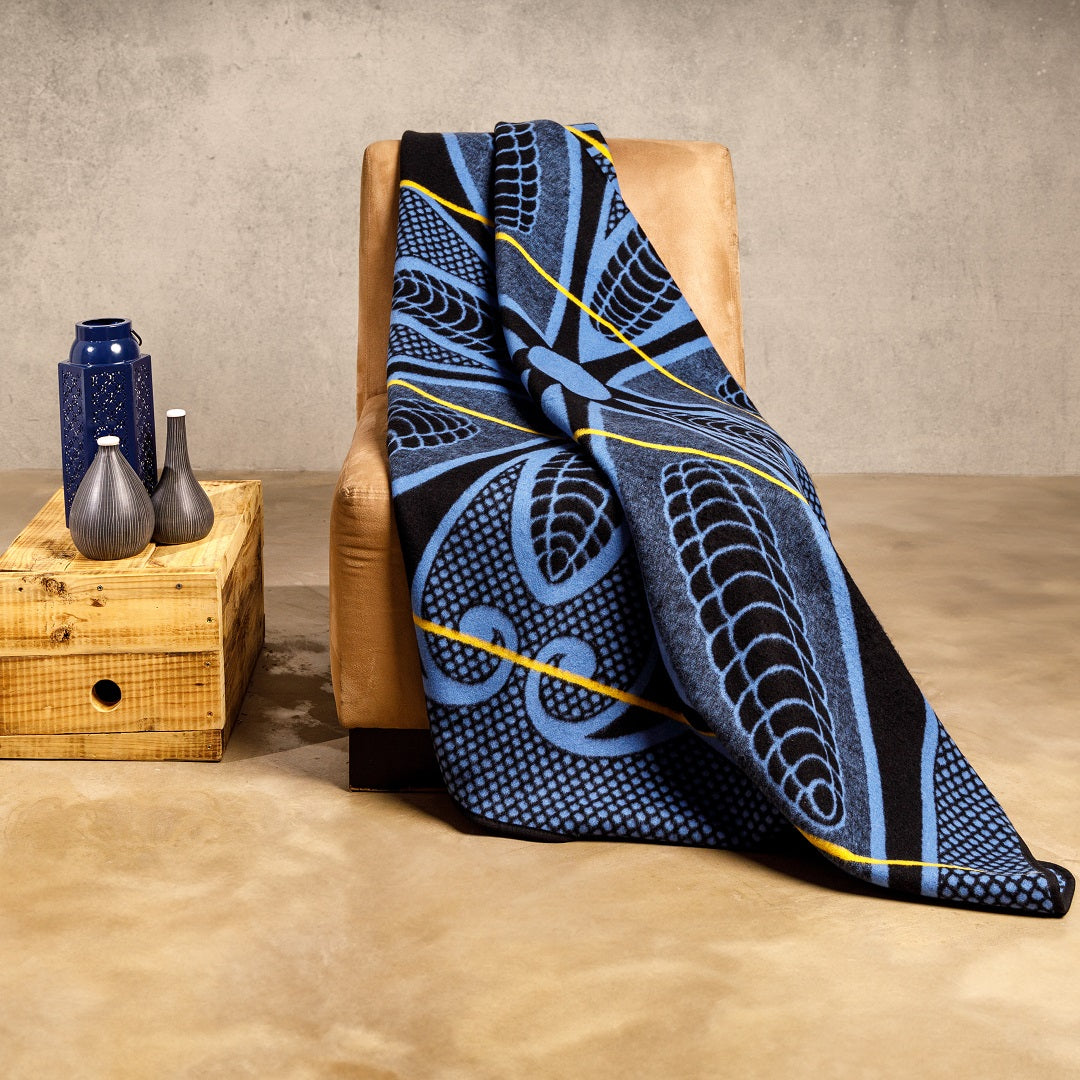 Woollen Basotho - Sefate - Poone | Black/Cobalt/Gold