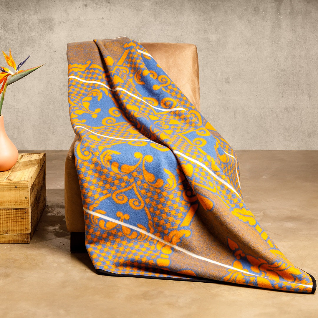 Woollen Basotho - Motlatsi - Khosana | Cobalt/Yolk/Natural