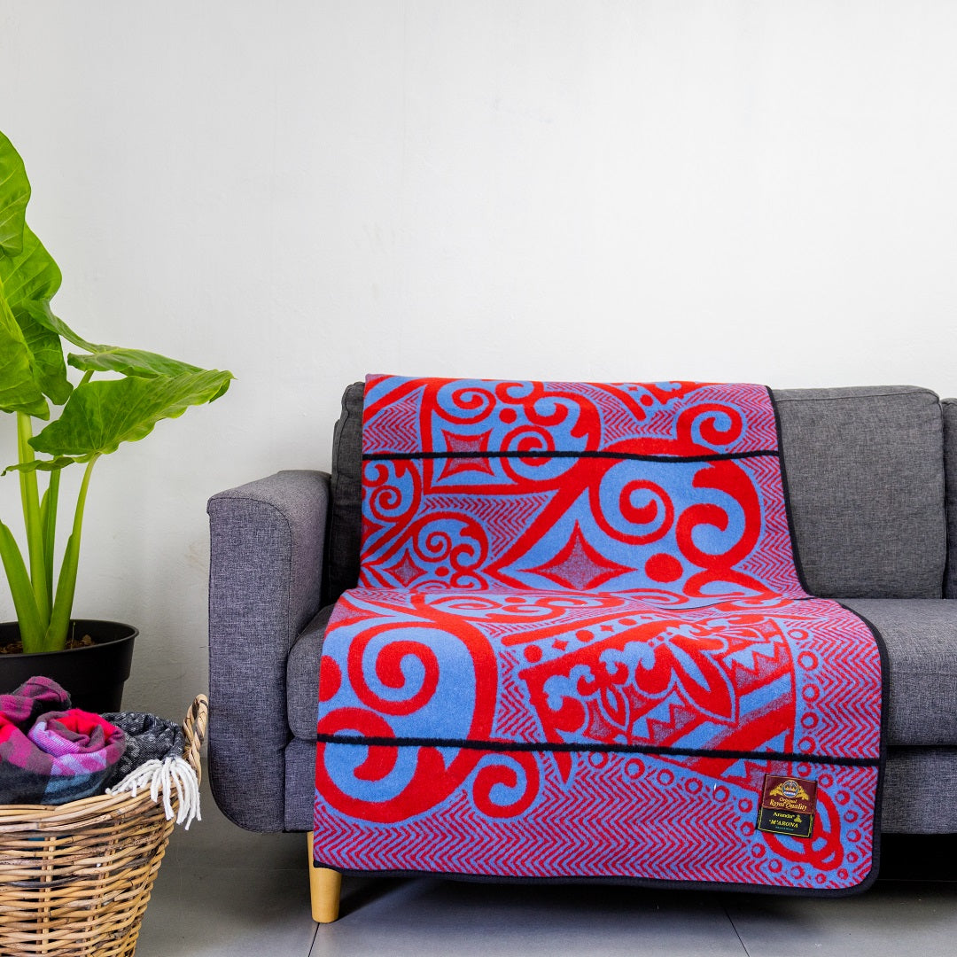 Woollen Basotho - Marona | Scarlet/Cobalt/Black