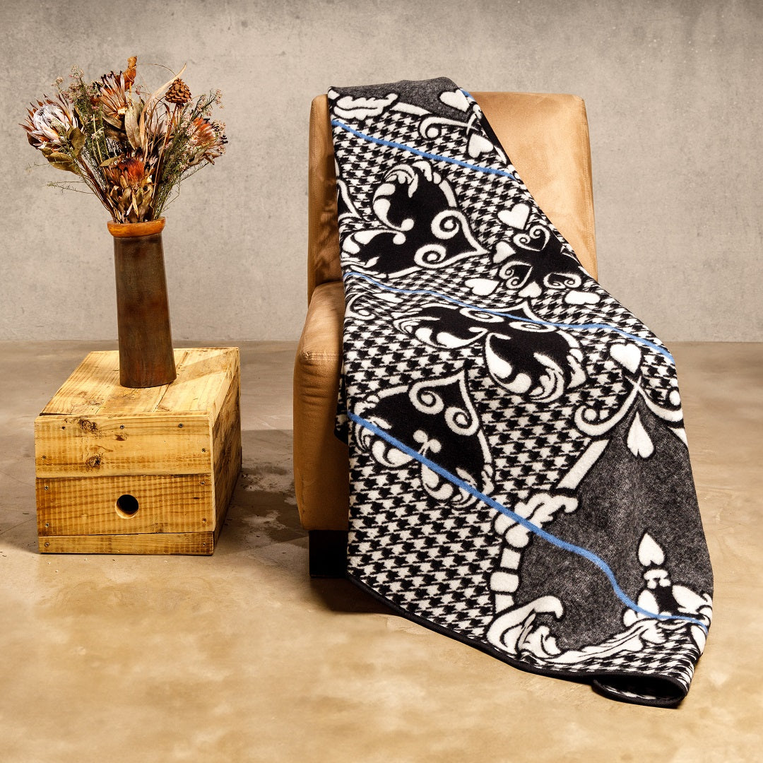 Woollen Basotho - Motlatsi - Khosana | Black/Natural/Cobalt