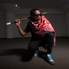 Young Basotho Designers - Manoti A Koriana | Scarlet/Light Aqua/Brown